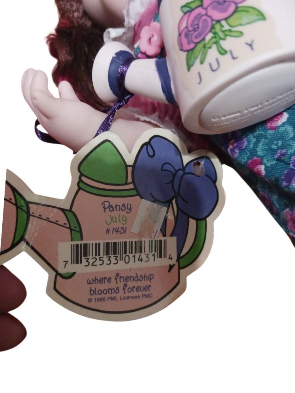 Precious Moments–style collectible doll a July month Pansy gardening doll "13" - Picture 5 of 9